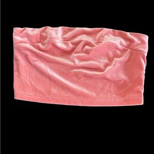 Pink velvet cropped tube top large